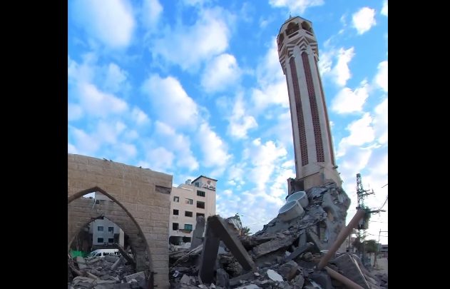 xhamia-ne-qender-te-gazes-eshte-shkaterruar-nga-sulmet-izraelite