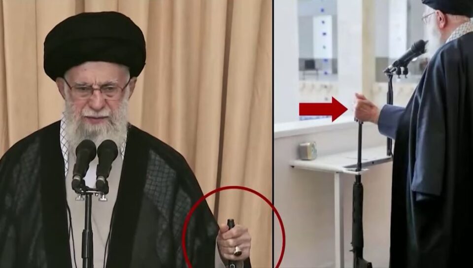 video/-u-shfaq-ne-publik-pas-disa-muajsh,-lideri-suprem-i-iranit-mban-ne-krah-nje-pushke!-bbc:-khamenei-tregoi-se-nuk-ka-frike-nga-izraeli