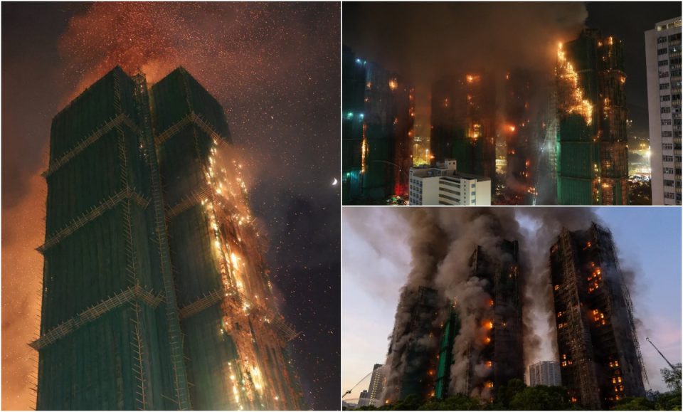 foto-video/-pamje-nga-zjarri-ne-gradacelat-e-hong-kong-ut,-shkrumbohen-komplekset-e-banimit!-cfare-dyshohet-se-po-i-favorizon-flaket