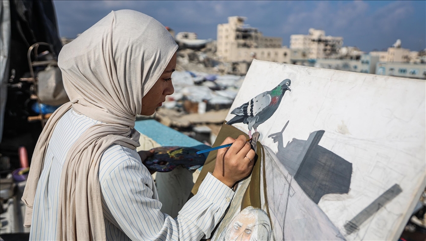 artistja-e-re-nga-gaza-ka-filluar-te-pikturoje-vetem-“shkaterrim-dhe-gjak”-qe-nga-sulmet-izraelite