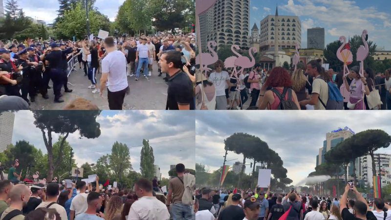 protestuesit-e-zvernecit-cajne-kordonin-metalik-dhe-i-drejtohen-kryeministrise.-policia-kunderpergjigjet-me-ujehedhese